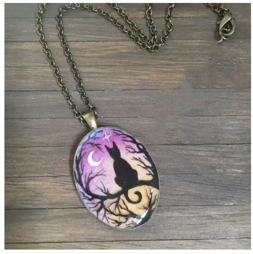 Women's Starry Night Cat Resin Pendant Pi-Mart