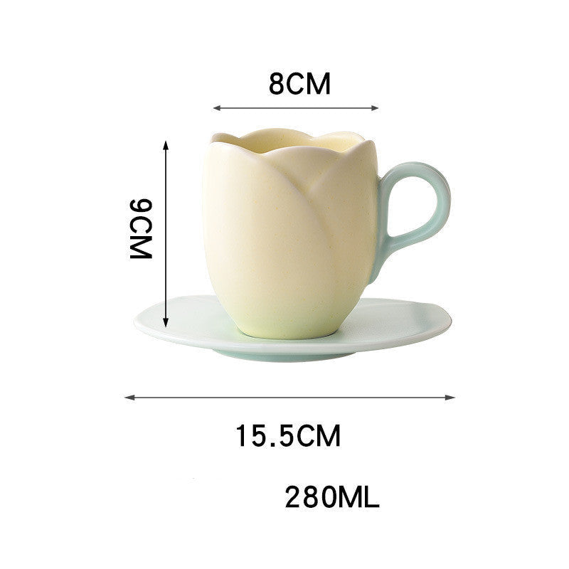 Ins Retro Tulip Coffee Cup And Saucer Set Pi-Mart