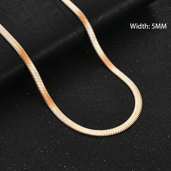 Flat Gold Color Stainless Steel Necklace Pi-Mart