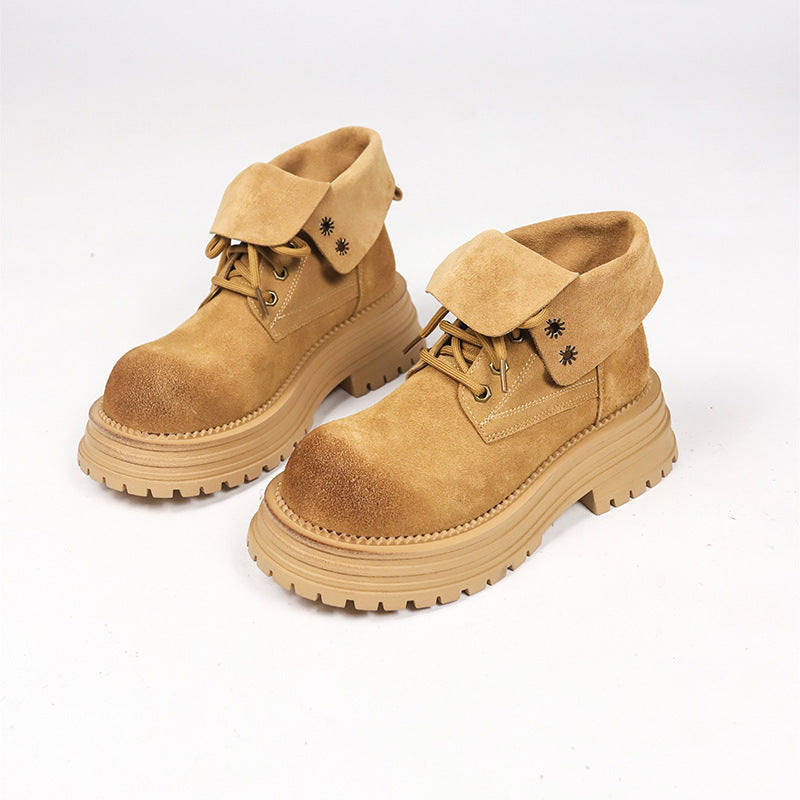 Distressed Thick Bottom Mid-calf Vintage Martin Boots Pi-Mart