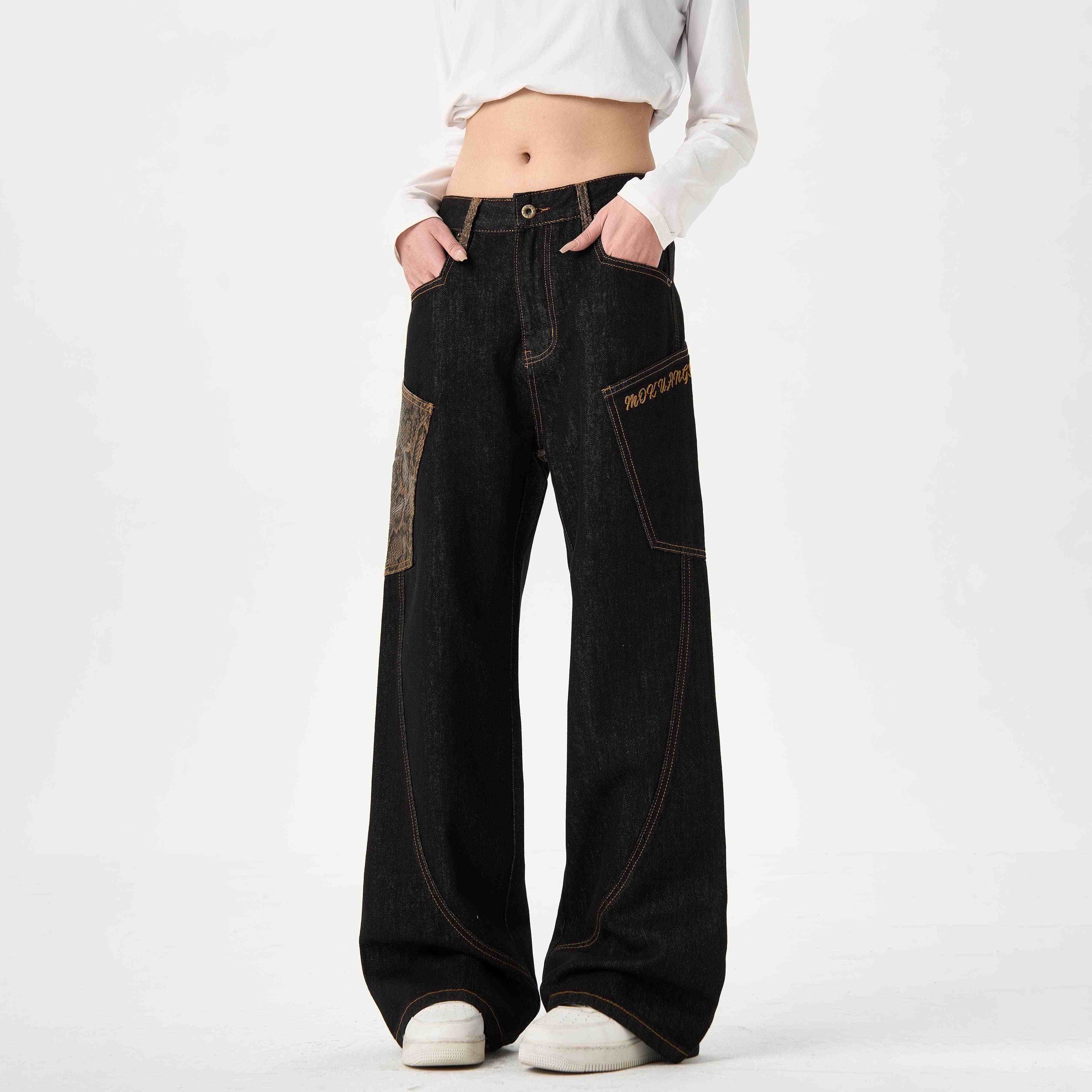 Black Jeans With Wide Legs For Men And Women Lootquake LLC
