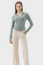 Millennia Pocketed Zip Up Hooded Long Sleeve Active Outerwear THRIXINE