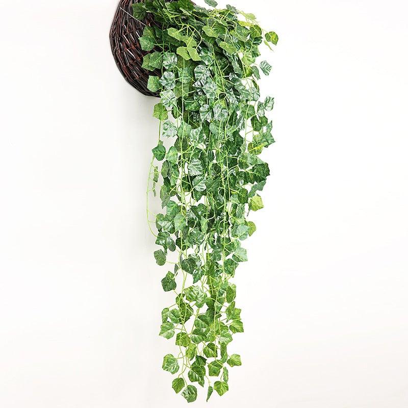 90cm Artificial Green Hanging Ivy Leaves Radish Seaweed Grape Fake Flowers Vine Home Garden Wall Party Decoration Fake Hanging Fake Ivy Vine for Wall House Room Indoor Outdoor Decoration Stevvex