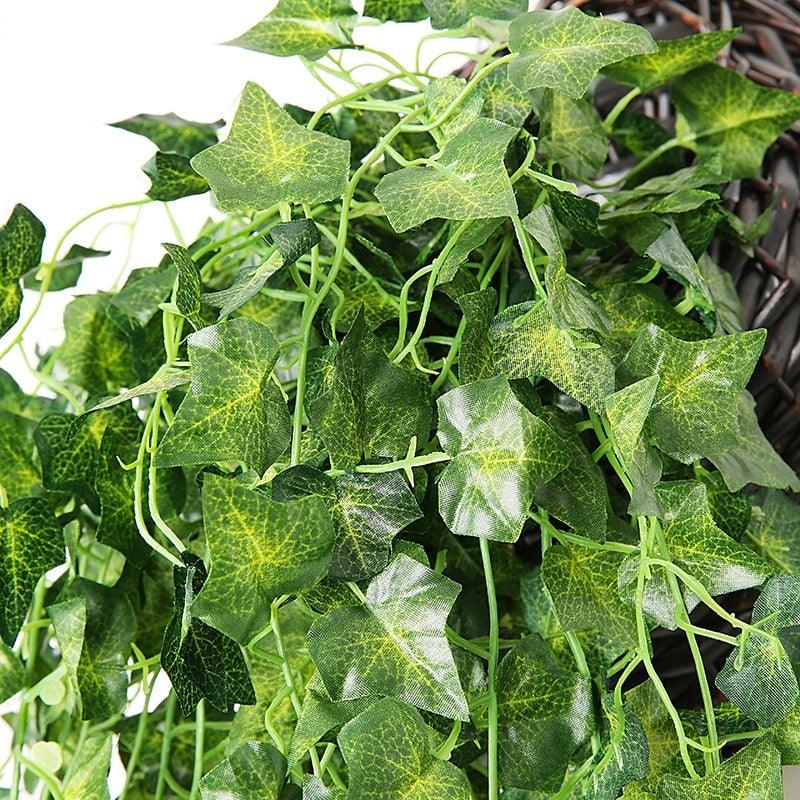 90cm Artificial Green Hanging Ivy Leaves Radish Seaweed Grape Fake Flowers Vine Home Garden Wall Party Decoration Fake Hanging Fake Ivy Vine for Wall House Room Indoor Outdoor Decoration Stevvex