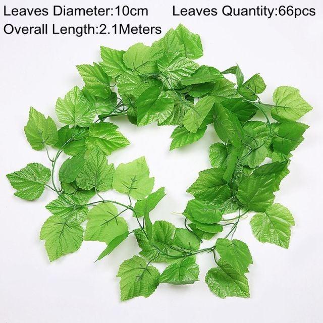 90cm Artificial Green Hanging Ivy Leaves Radish Seaweed Grape Fake Flowers Vine Home Garden Wall Party Decoration Fake Hanging Fake Ivy Vine for Wall House Room Indoor Outdoor Decoration Stevvex