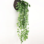 90cm Artificial Green Hanging Ivy Leaves Radish Seaweed Grape Fake Flowers Vine Home Garden Wall Party Decoration Fake Hanging Fake Ivy Vine for Wall House Room Indoor Outdoor Decoration Stevvex