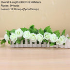 90cm Artificial Green Hanging Ivy Leaves Radish Seaweed Grape Fake Flowers Vine Home Garden Wall Party Decoration Fake Hanging Fake Ivy Vine for Wall House Room Indoor Outdoor Decoration Stevvex