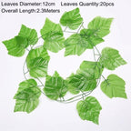 90cm Artificial Green Hanging Ivy Leaves Radish Seaweed Grape Fake Flowers Vine Home Garden Wall Party Decoration Fake Hanging Fake Ivy Vine for Wall House Room Indoor Outdoor Decoration Stevvex