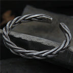 Sterling Silver S925 Vintage Woven Hemp Rope Bracelet Male