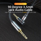 90Degree 3.5mm Right Angle AUX Audio Cable Jack For Headphone Extension Wire Stevvex