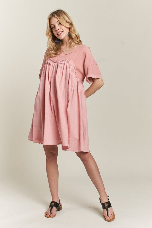 Round Neck Half Sleeve Babydoll Dress – Charming and Feminine Babydoll Dress with Round Neck and Half Sleeves for Casual and Semi-Formal Occasions Stevvex