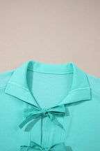 Moonlight Jade Bow Front Patchwork Bracelet Sleeve Mini Dress