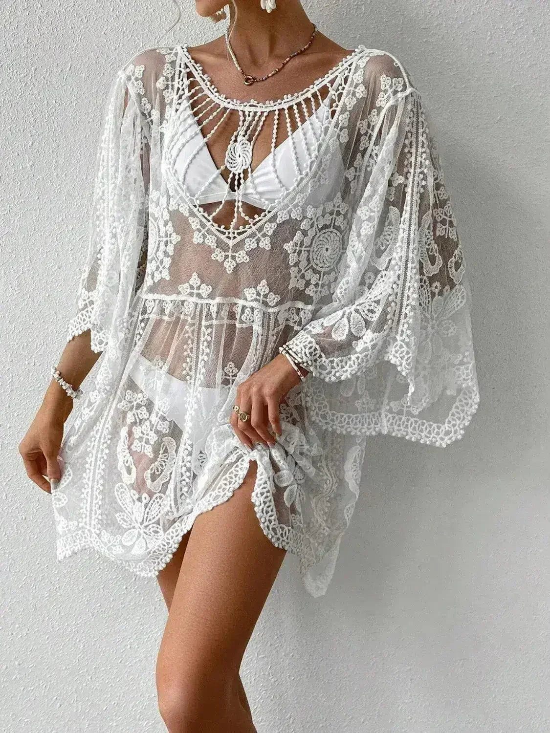 Lace Round Neck Cover-Up - SJB-DIAMOND ELITES
