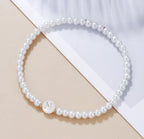 Dainty Faux Pearl Bead Initial Bracelet for Women Pi-Mart