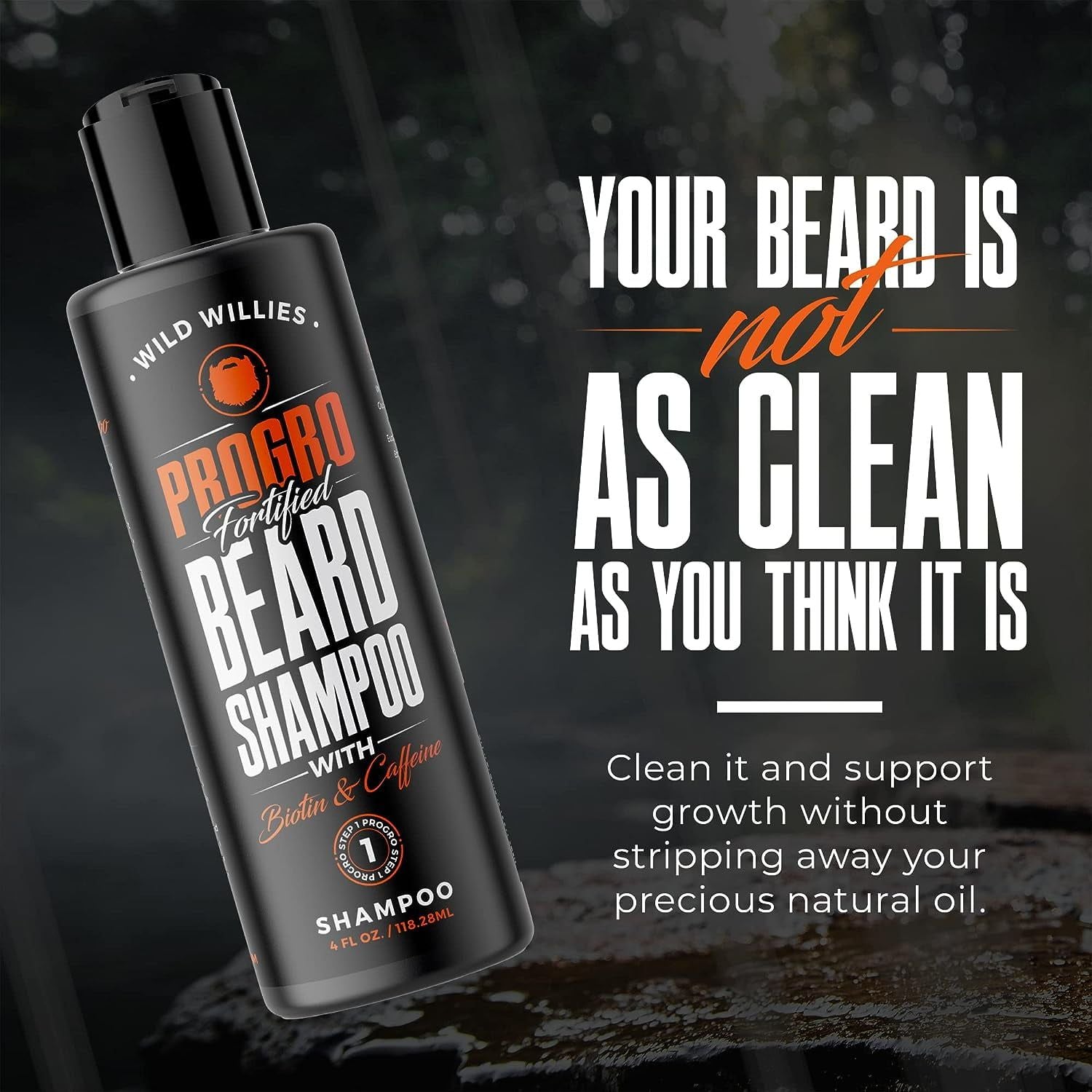 Wild Willies Progro Fortified Beard Wash Shampoo With Biotin and Caffeine, 4 Oz. EasyOptionXY LLC