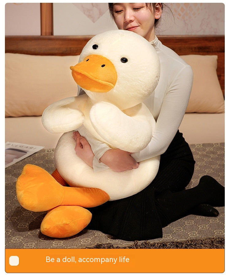 Lying Big White Duck Feather Plush Toy Soft And Adorable Pillow Pi-Mart