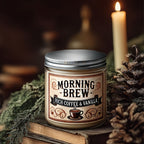 Morning Brew Rich Coffee & Vanilla Scented Candle, Hand-Poured Soy Wax, Single-Wick, Resin Jar with Glitter Embellishment, for Home Aromatherapy, Stress Relief, Decorative Gift for Holidays - Christmas, Easter, Thanksgiving, Lootquake LLC