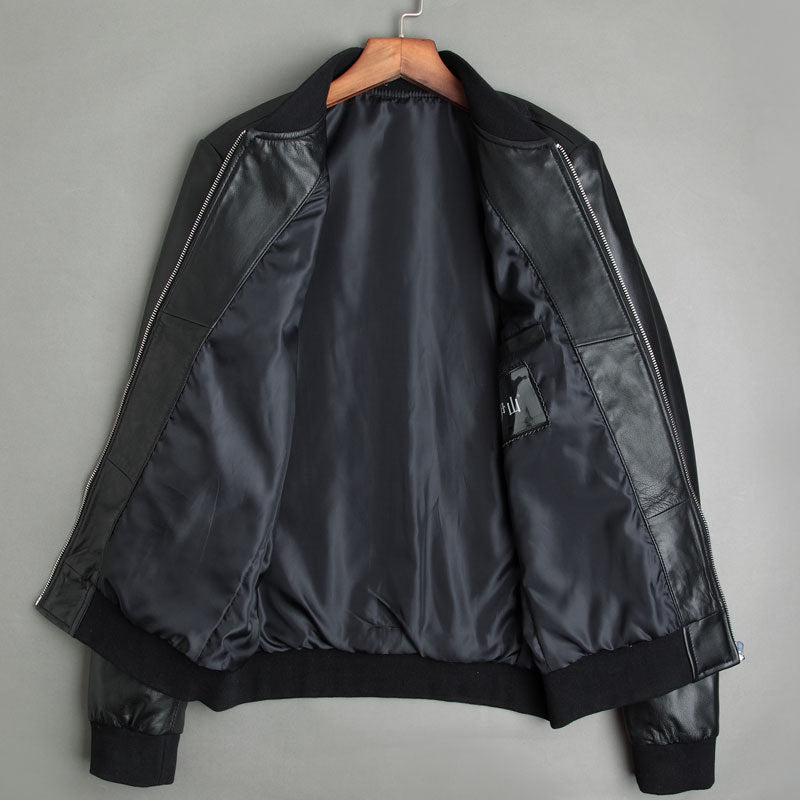 Sheepskin leather jacket motorcycle Pi-Mart