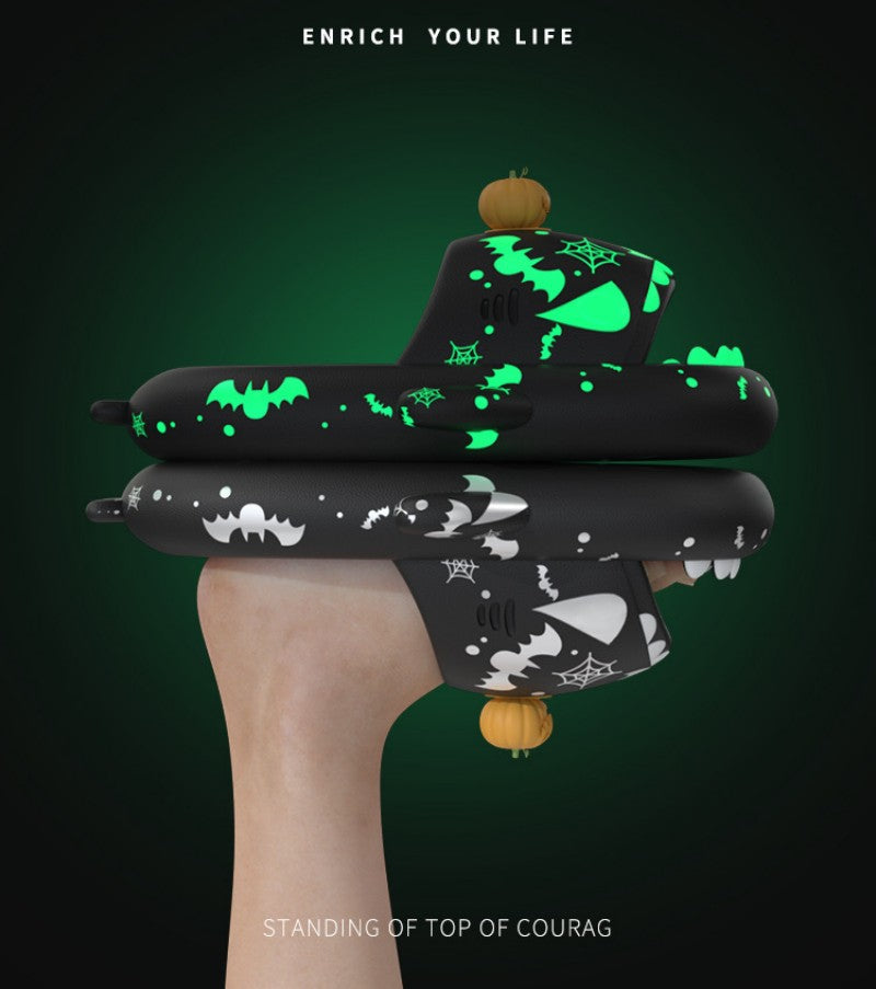 Halloween And Christmas Shoes Ins Luminous Shark Slippers Couple Men Women House Shoes Non-slip Bathroom Slippers Home Pi-Mart