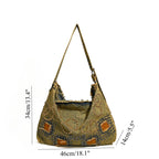 Large capacity hobo shoulder tote bag, retro denim bag, stylish crossbody bag, rivet design shoulder bag - SJB-DIAMOND ELITES
