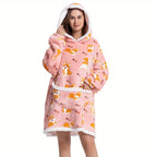 1pc Oversized Blanket Hoodie, Sherpa Fleece Hooded Blanket For Women, Ultra Soft Warm Wearable Blanket Sweatshirt Women Men Adult, Gift For Ladies