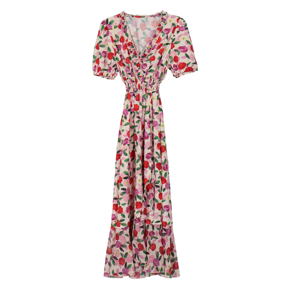 Women's Fashion Simple Print Swing Dress Pi-Mart