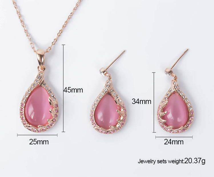 new fashion European and American bride necklace earrings two sets of ladies crystal jewelry set Pi-Mart