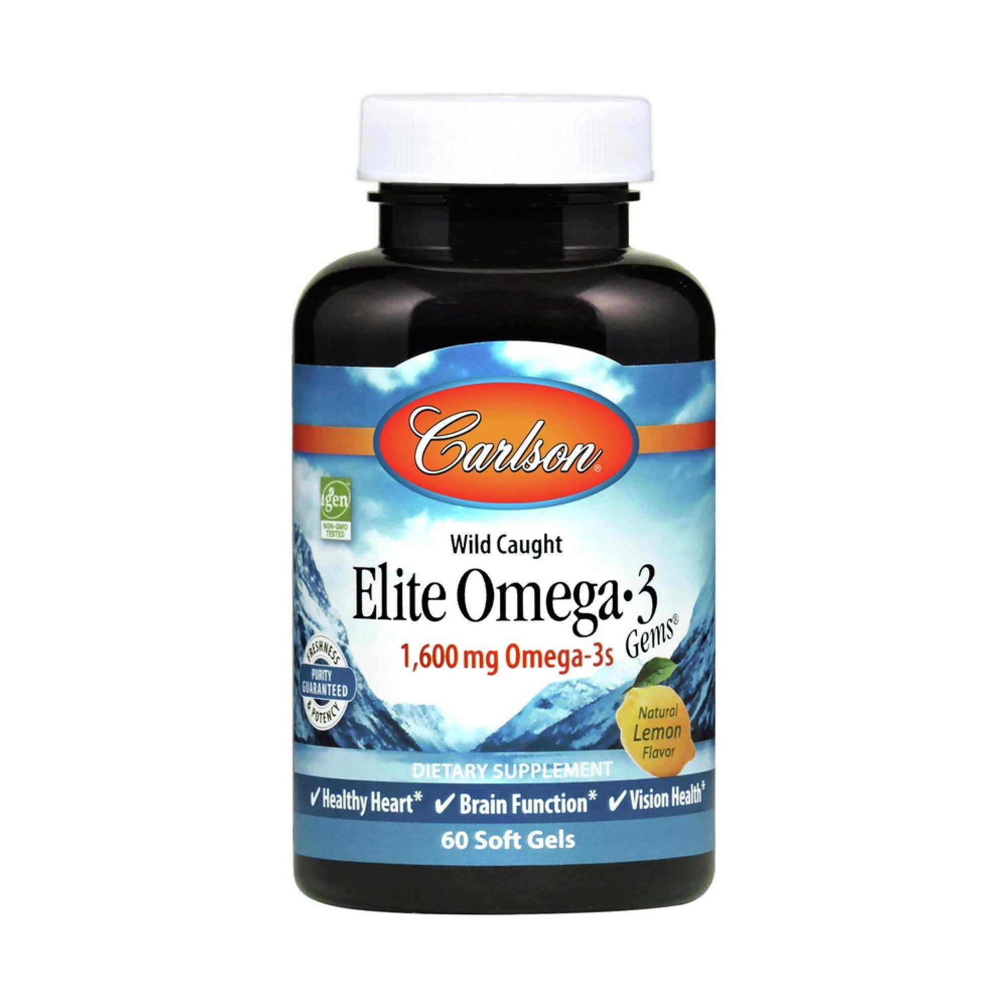 Carlson Elite Omega-3 Gems Natural Lemon 800mg - 60 Softgels EasyOptionXY LLC