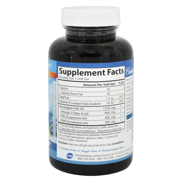Carlson Elite Omega-3 Gems Natural Lemon 800mg - 60 Softgels EasyOptionXY LLC