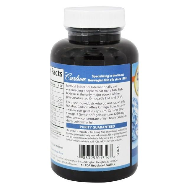 Carlson Elite Omega-3 Gems Natural Lemon 800mg - 60 Softgels EasyOptionXY LLC