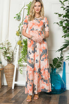 Celeste Paisley Print Short Sleeve Maxi Dress with Pockets Effortlessly Stylish, Fluttering, Comfortable, and Versatile with Pockets for Added Convenience Stevvex