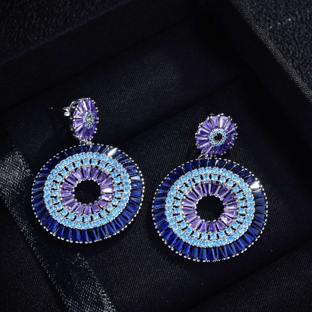 Heavy Industry Disc Color Exaggerated Temperament Earrings Pi-Mart
