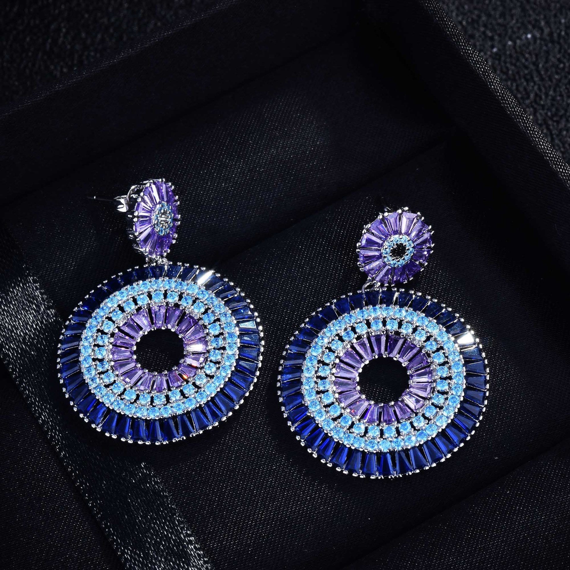 Heavy Industry Disc Color Exaggerated Temperament Earrings Pi-Mart