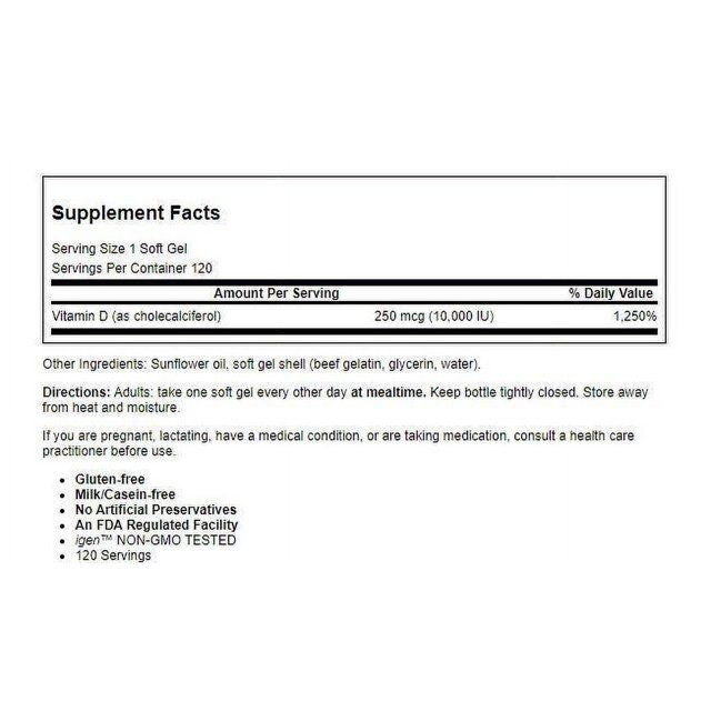 Carlson Vitamin D3 10000 IU Softgels, 120 Ct EasyOptionXY LLC