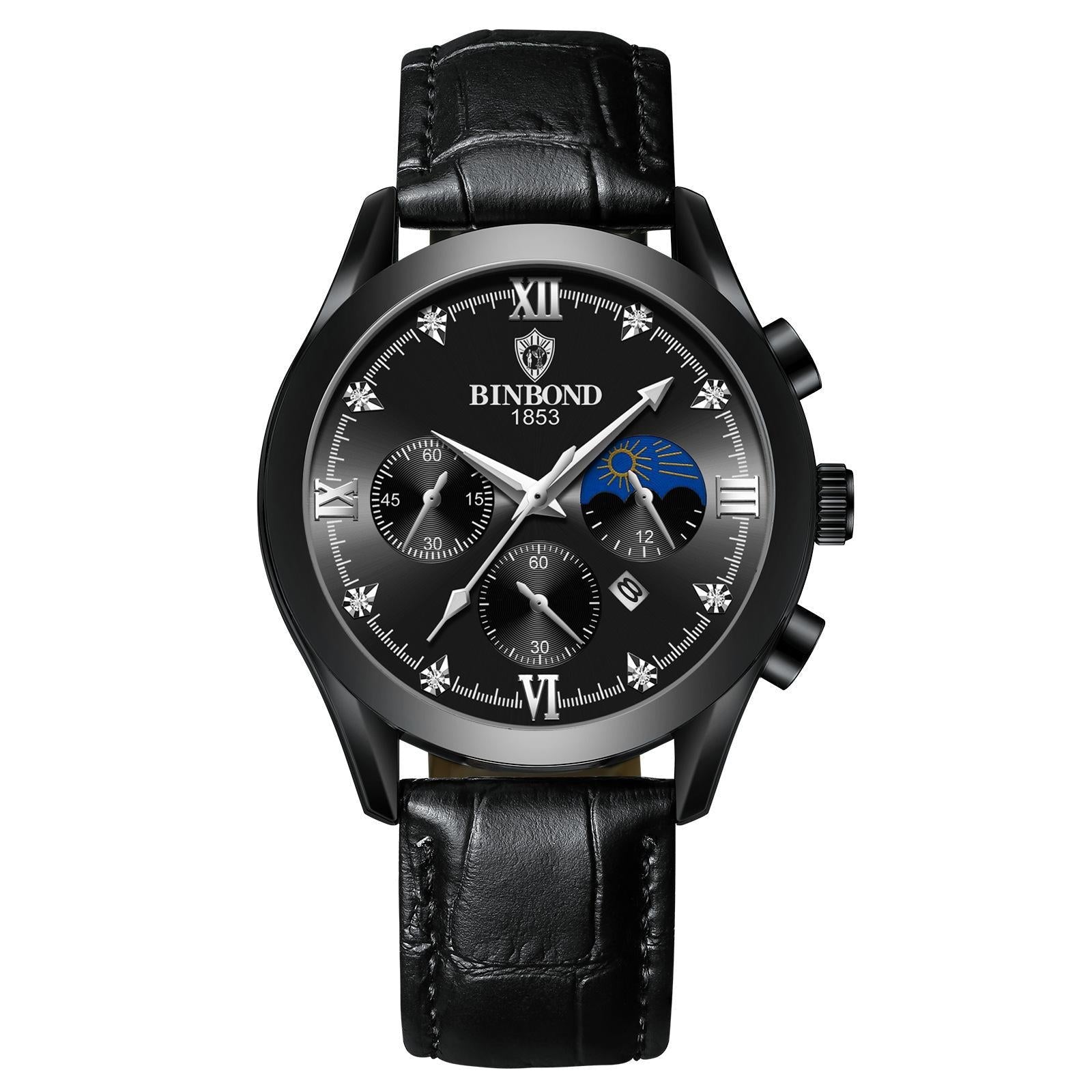 Waterproof Luminous Calendar Men's Fashion Genuine Leather Watch Pi-Mart