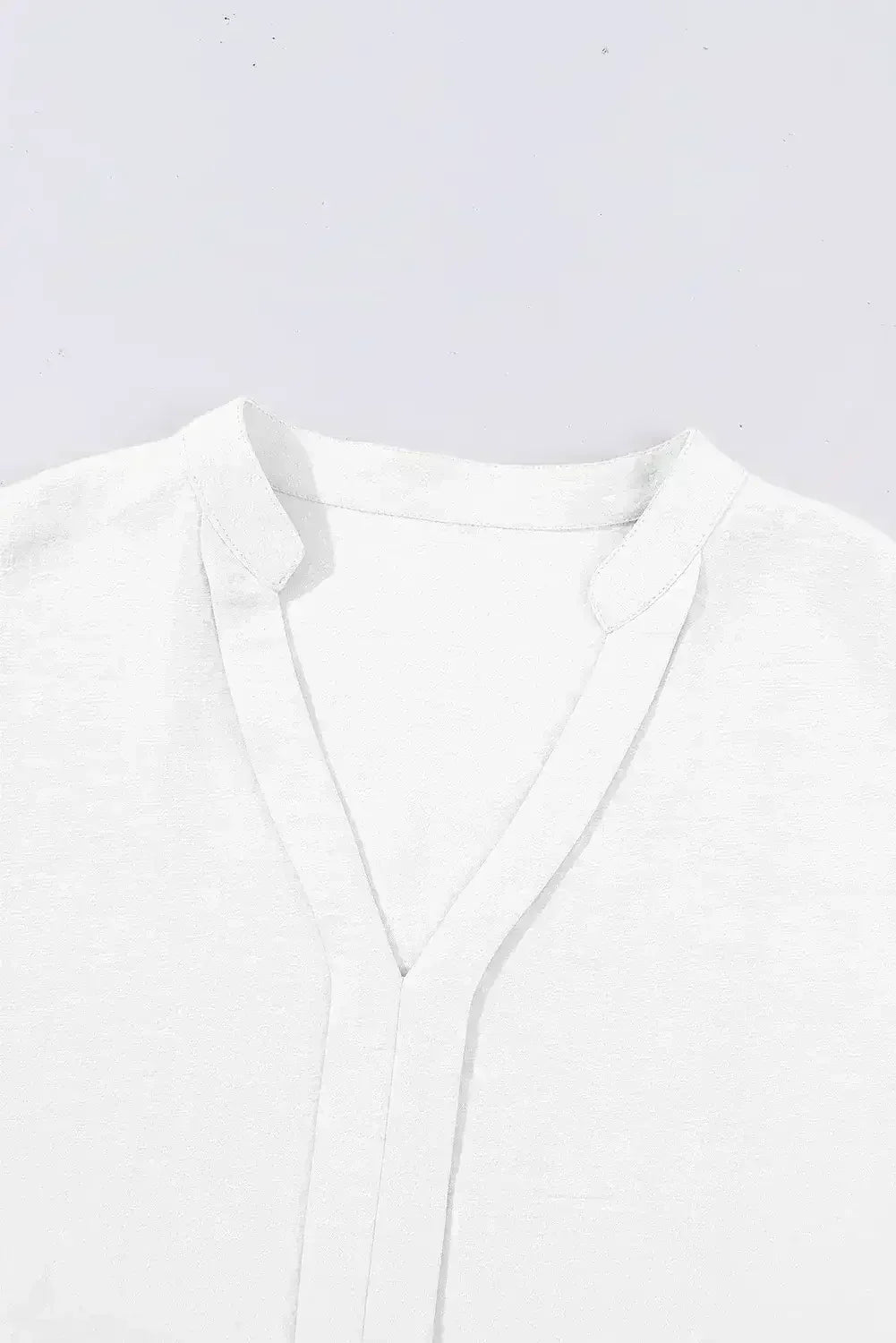 White Notched Neck Batwing Sleeve Blouse | Femstylo
