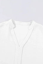 White Notched Neck Batwing Sleeve Blouse | Femstylo