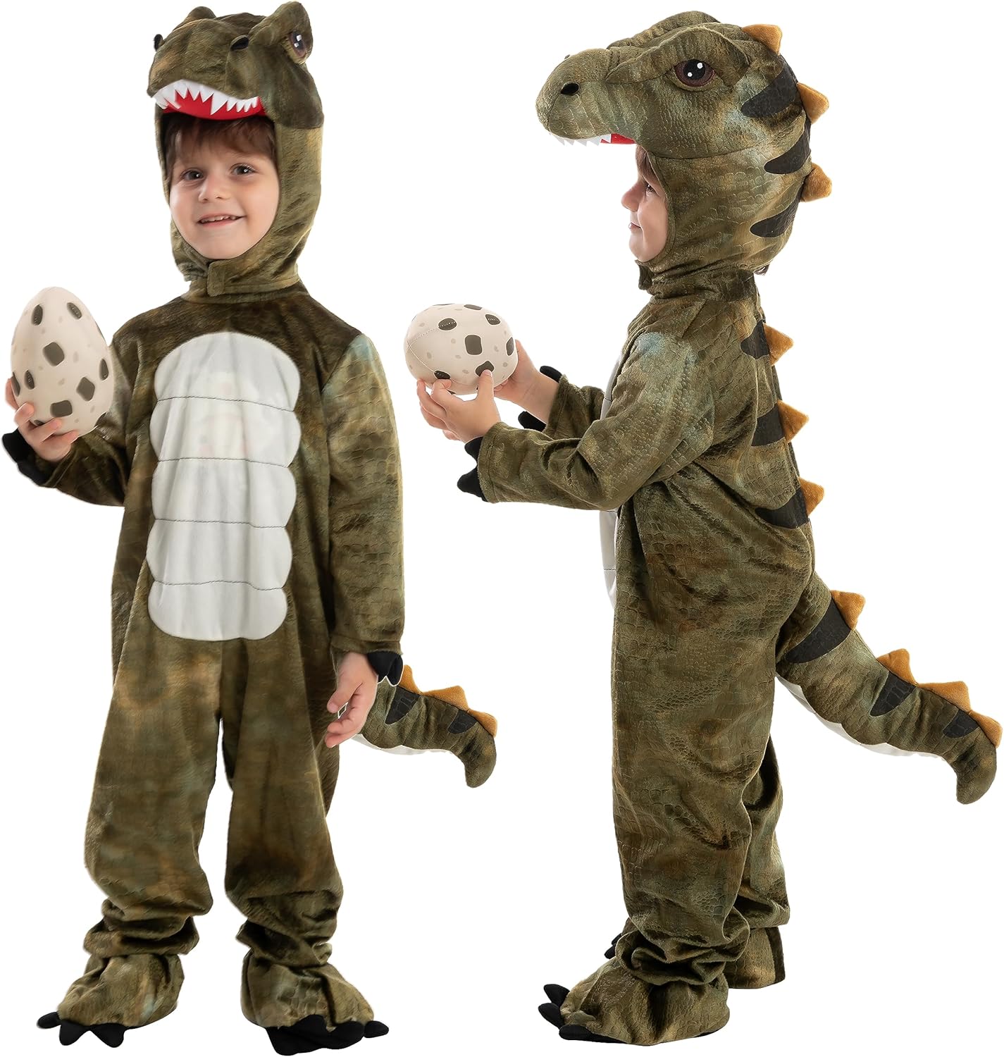 Realistic T-rex Costume Outfit Dinosaur Jumpsuit with Egg for Kids Toddler Halloween Dress-up Party - SJB-DIAMOND ELITES