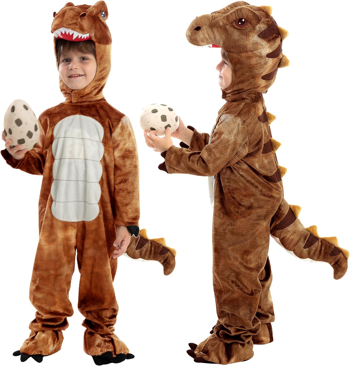 Realistic T-rex Costume Outfit Dinosaur Jumpsuit with Egg for Kids Toddler Halloween Dress-up Party - SJB-DIAMOND ELITES