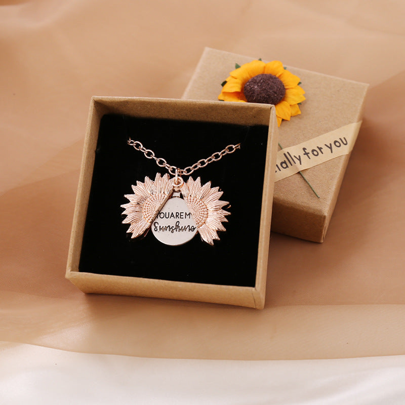 You Are My Sunshine Sunflower Necklace Women Men Pi-Mart