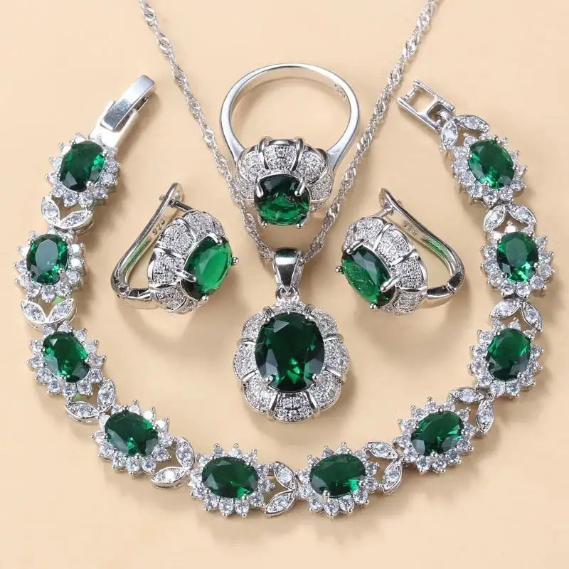Earrings Necklace And Ring For Women 4 PCs Set