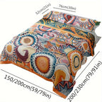 4 Layers Boho Style Gauze Blanket Set - Soft, Breathable, Lightweight, 100% Cotton, Colorful Muslin Throw Blanket for All Seasons with 1 Boho Gauze Blanket and 2 Pillow Covers without Pocket