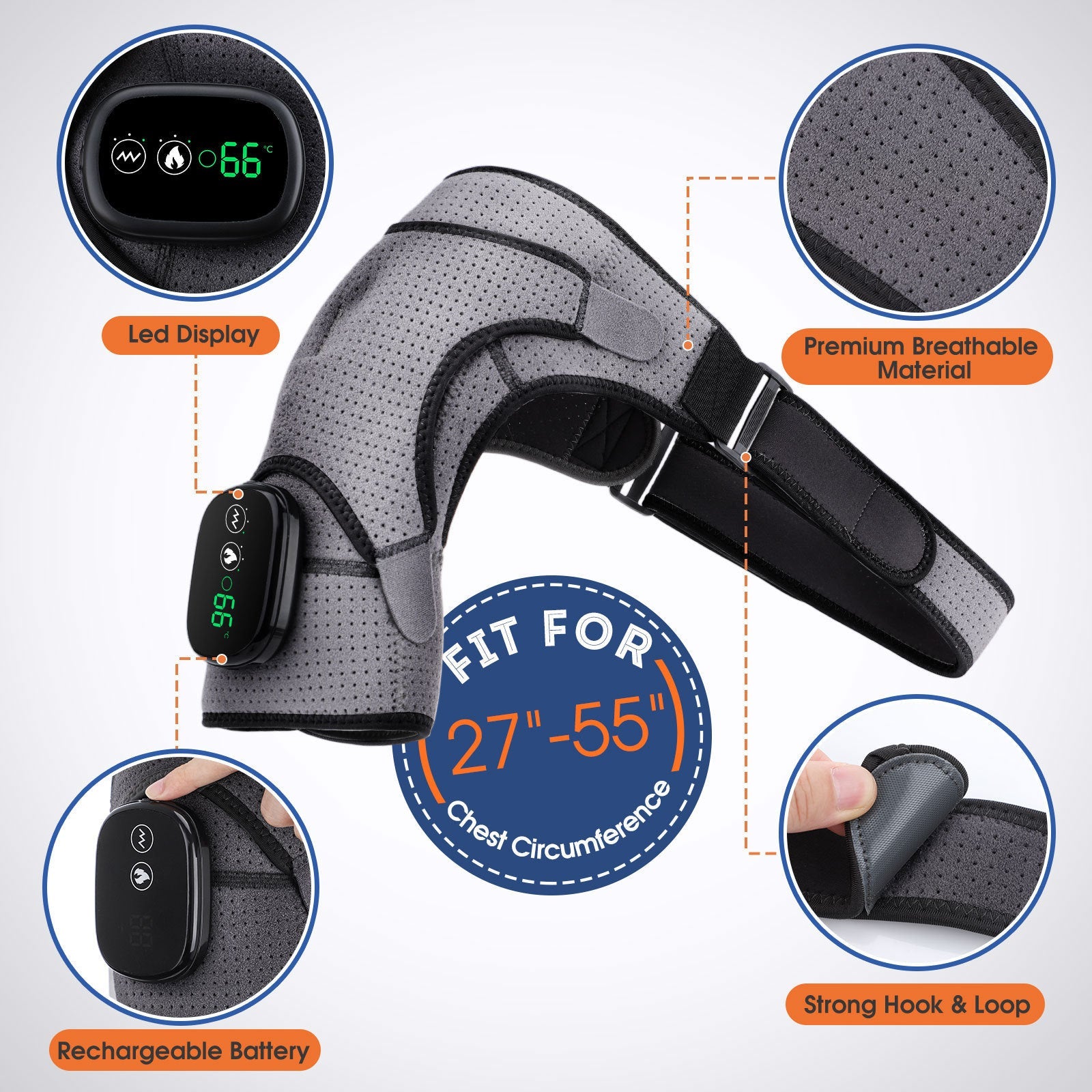 USB Rechargeable Convenient Electric Heating Shoulder Pad Pi-Mart