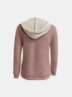 Full Size Waffle-Knit Contrast Long Sleeve Hoodie