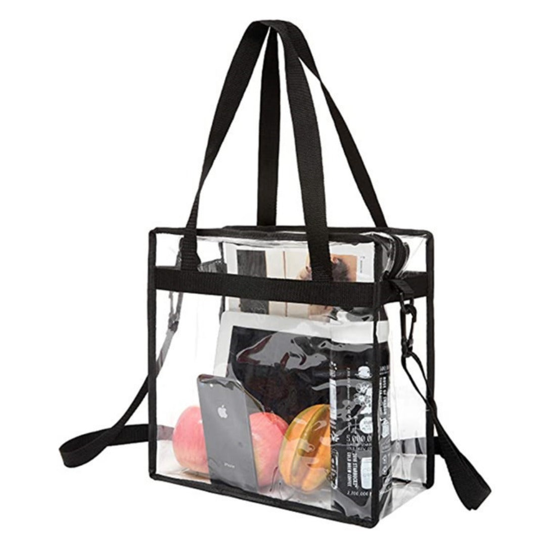 PVC transparent bag, square oversized travel tote bag, storage bag portable shoulder shopping bag, clear bag for stadium events - SJB-DIAMOND ELITES