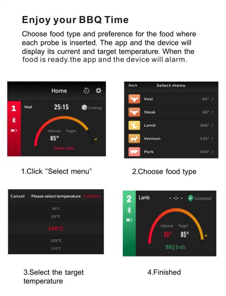 Wireless Kitchen Food Thermometer Pi-Mart