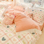 Washed Cotton Small Floral Quilt Cover, Four Piece Bed Sheet Set Pi-Mart