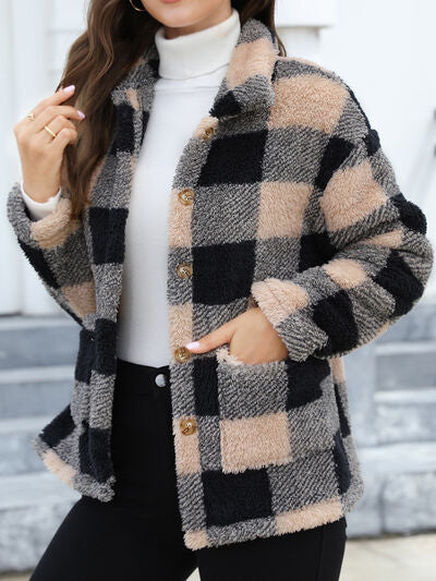Beautiful Red Women Drop Shoulder Fuzzy Button-Up Jacket Soft And Comfortable Casual Fit Jacket Stevvex