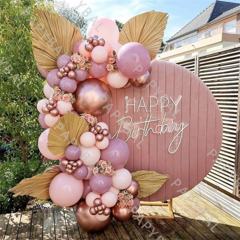 91Pcs Rose Gold Retro Pink & Gold Latex Balloons For Wedding Birthday Party Decoration And Baby Shower Stevvex