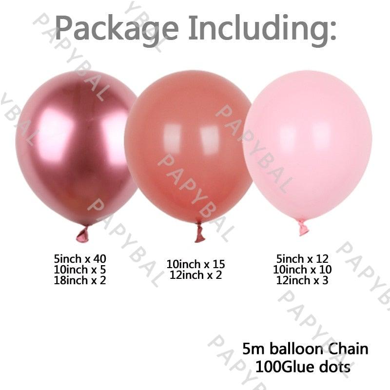 91Pcs Rose Gold Retro Pink & Gold Latex Balloons For Wedding Birthday Party Decoration And Baby Shower Stevvex